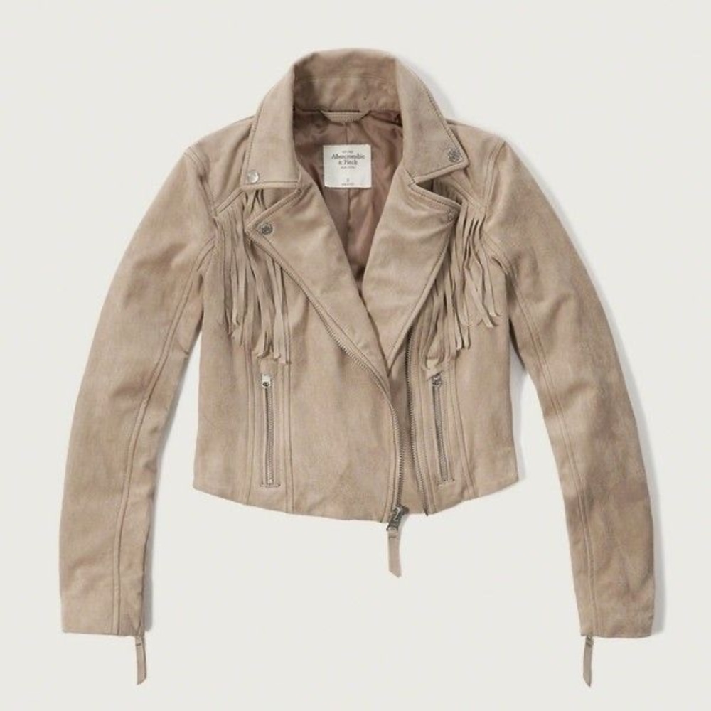 ABERCROMBIE & FITCH fringe vegan suede jacket